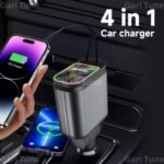 Car Roof Starlight 4 In 1 Retractable 66w Car Charger Dual Type-C Fast Adapter - Image 2