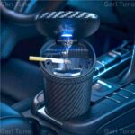 Portable Car Ashtray Carbon Fiber Ceramic With LED