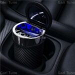 Car Ashtray Carbon Fiber Portable Ceramic With LED