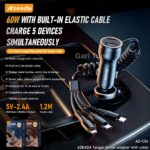 TANGER 60 W Car Charger Adapter With Cable High-Speed Charging - Image 3