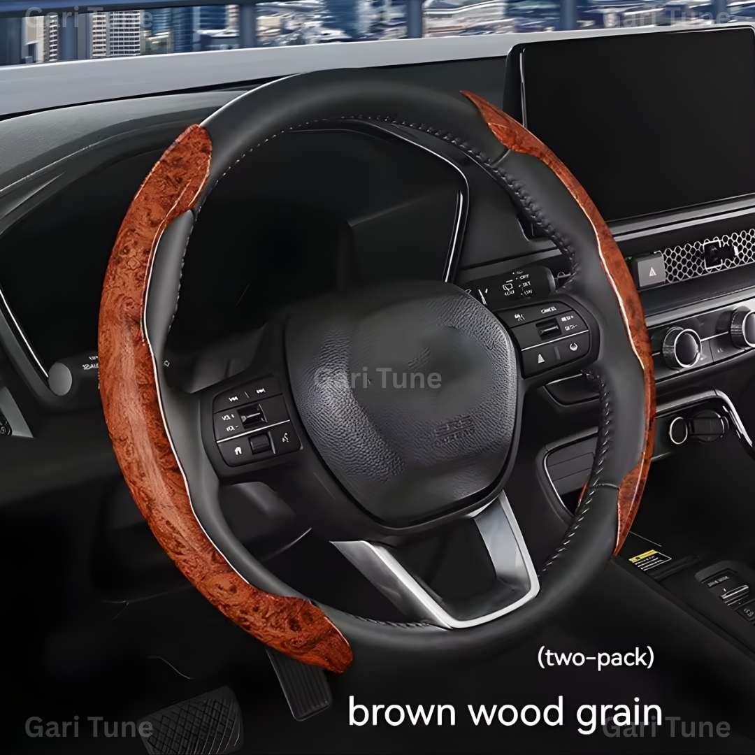 GT218COFFEE-Universal Car Half Wooden Steering Wheel Cover-1150 Universal Car Half Wooden Steering Wheel Cover - Image 1